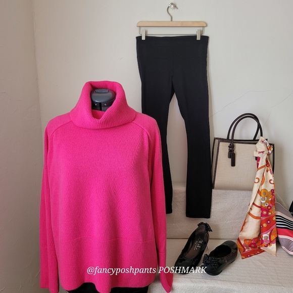 ATHLETA cashmere blend turtleneck cowl sweater fuschia pink rare limited edition - Picture 7 of 17